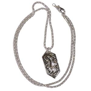 UNBRANDED SILVER Rabbits Under The CRESCENT Moon STATEMENT Necklace Pendant